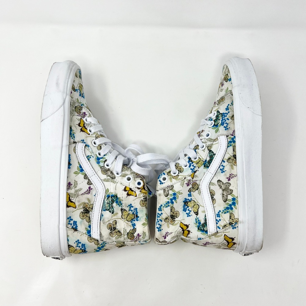 Vans Sk8-Hi Butterfly Floral White High Top Sneakers Mens Size 8 Womens 9.5 - Picture 7 of 14